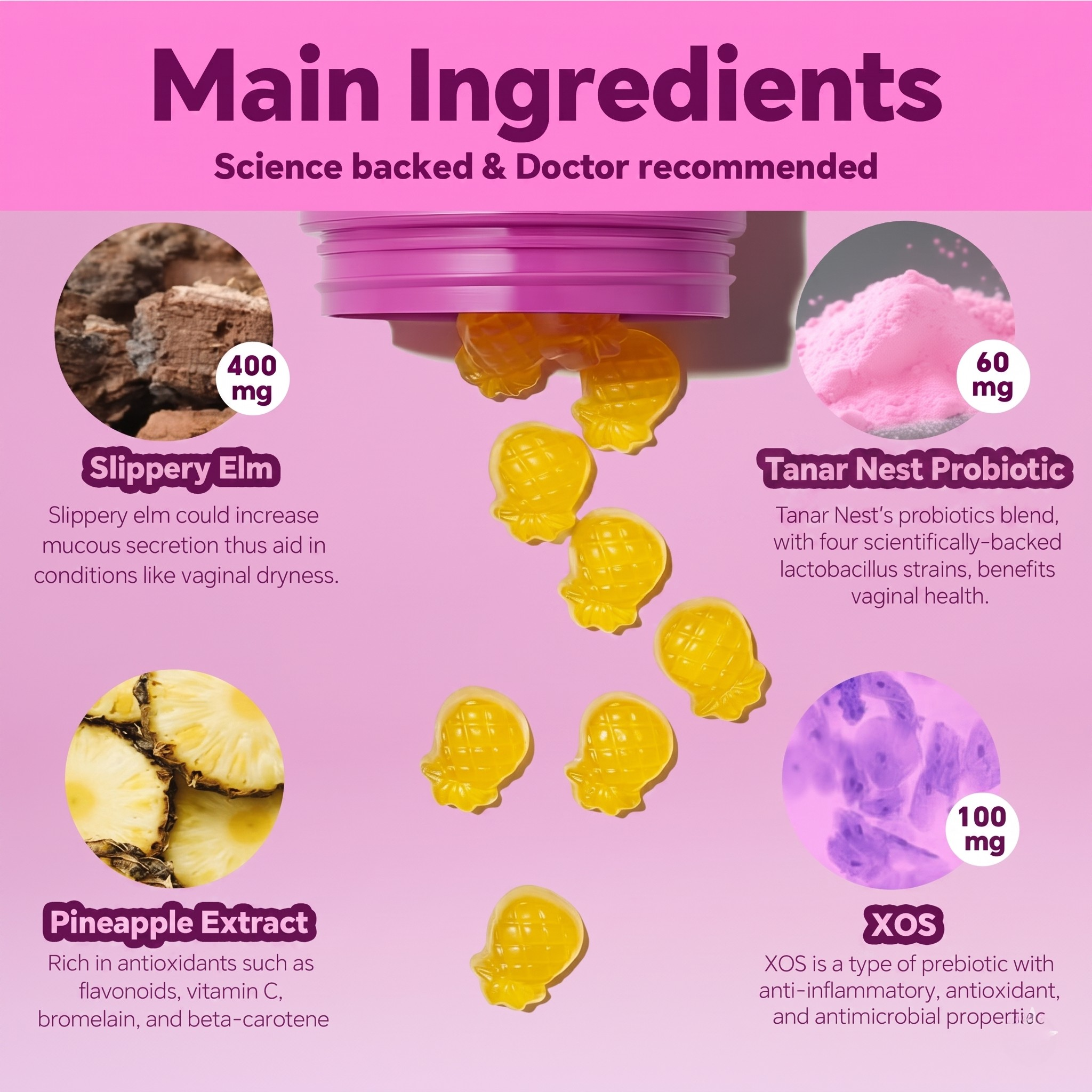 Women's Probiotics Gummies + Slippery Elm